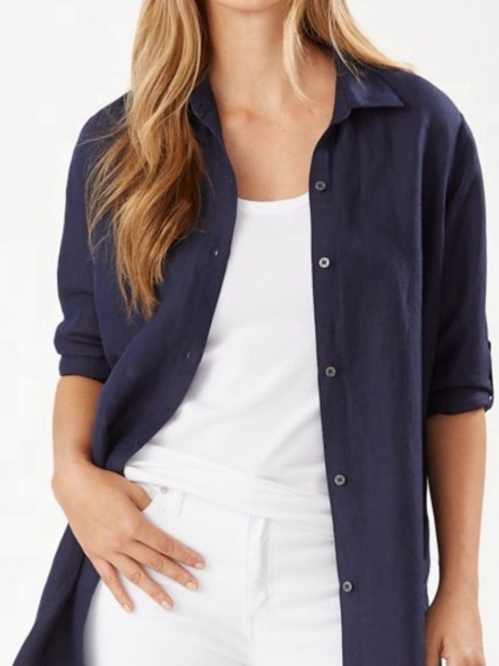 Tommy Bahama St. Lucia Boyfriend-Style Button-Down - Picture 2 of 13